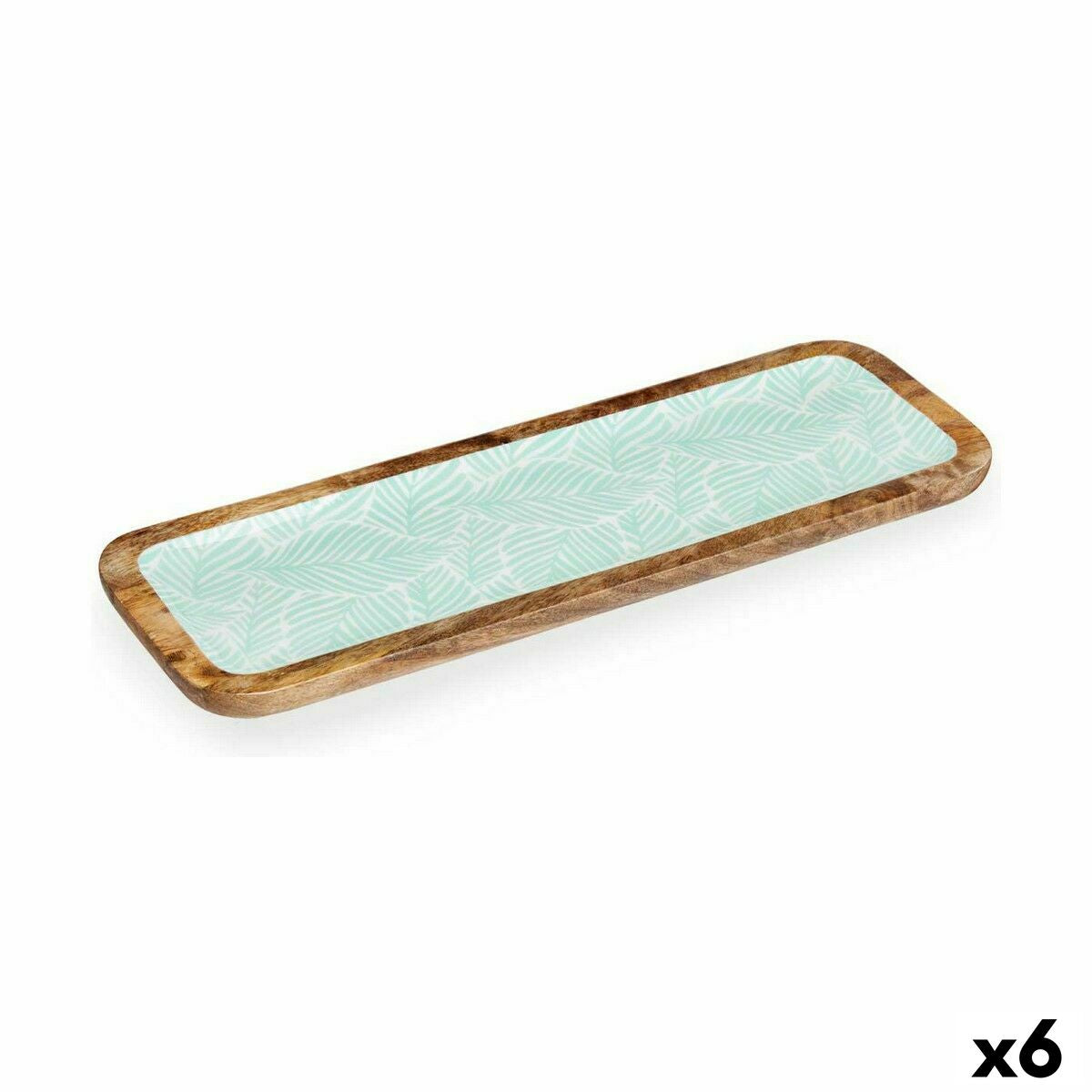 Centerpiece Gift Decor Weiß Braun Grün Polyester Resin Mango Holz 45 x 15 cm 15,2 x 2,54 x 45,7 cm Leaf of a plant… – Produktbild 1