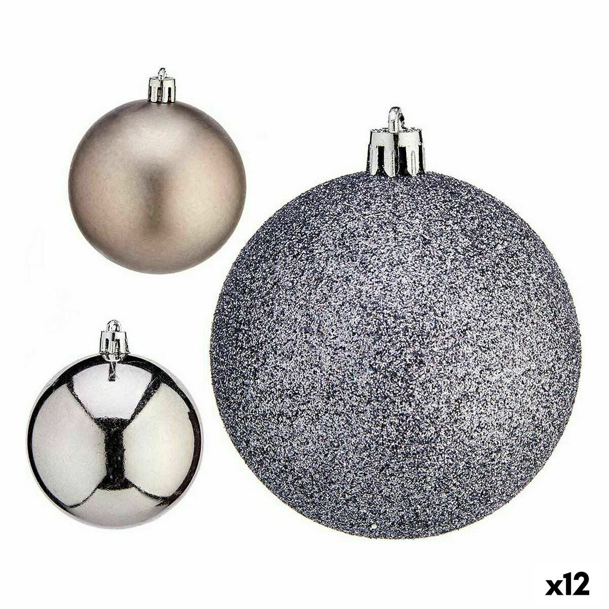 Set of Christmas balls Krist+ Silberfarben Kunststoff Ø 7 cm (12 Stück) – Produktbild 1