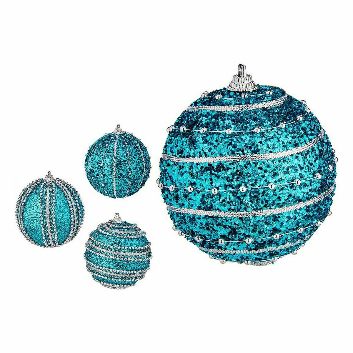 Krist+ Weihnachtskugel-Set Blau PVC Ø 8 cm mit relief