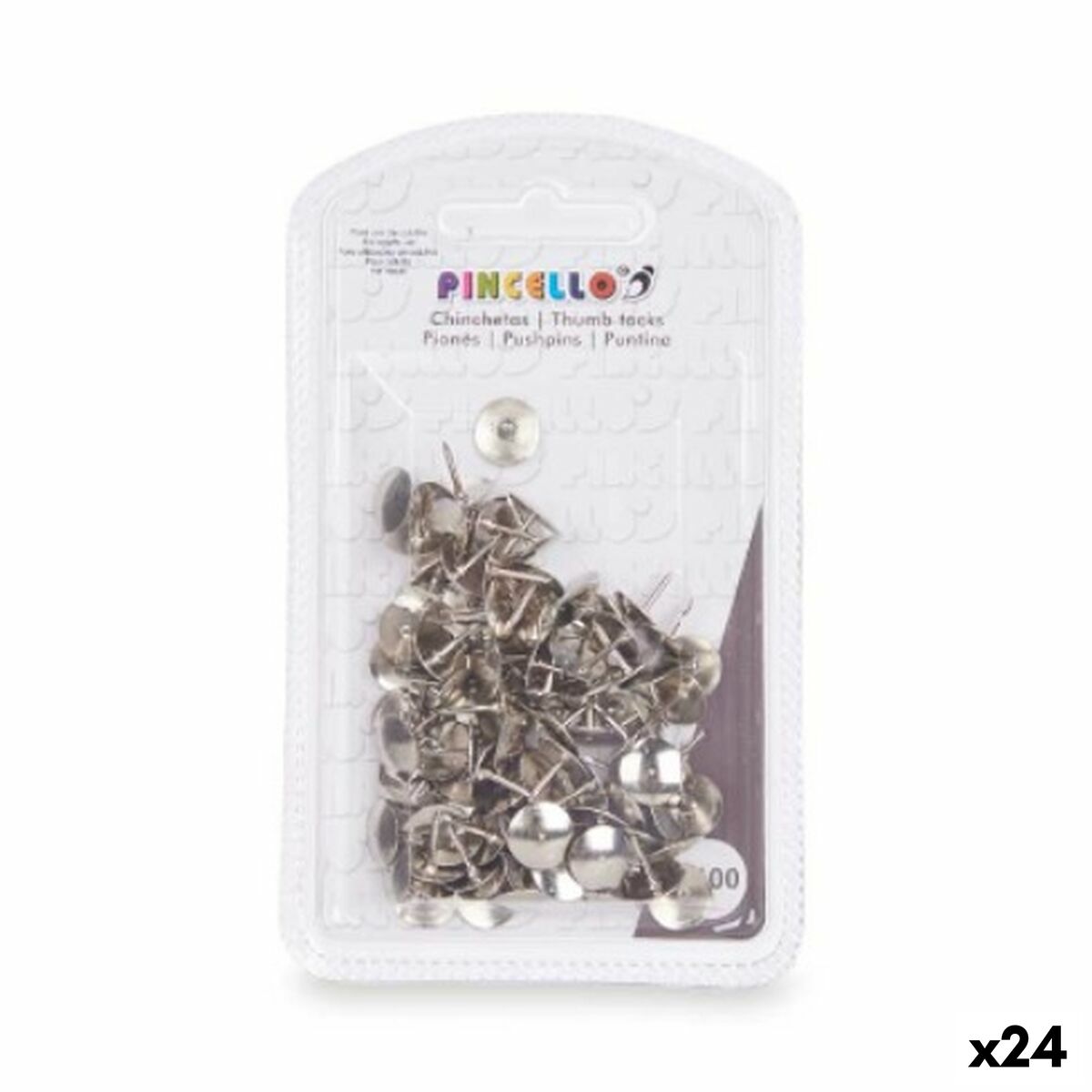 Drawing pins Pincello Silberfarben Metall (24 Stück) – Produktbild 1