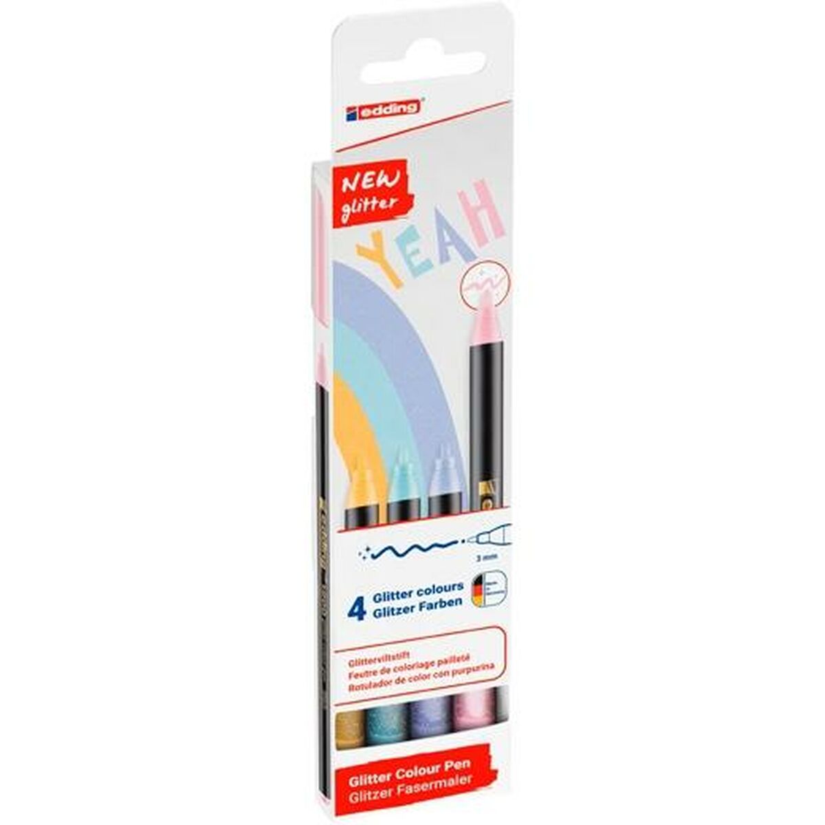 Set of Felt Tip Pens Edding 1200 Mehrfarbig Cake Glitter 4 Teile – Produktbild 1
