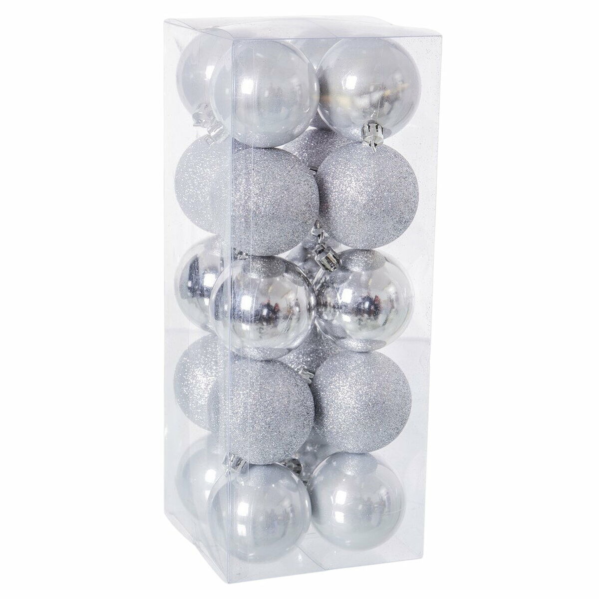 Christmas Baubles Silberfarben Kunststoff 6 x 6 x 6 cm (20 Stück) – Produktbild 1