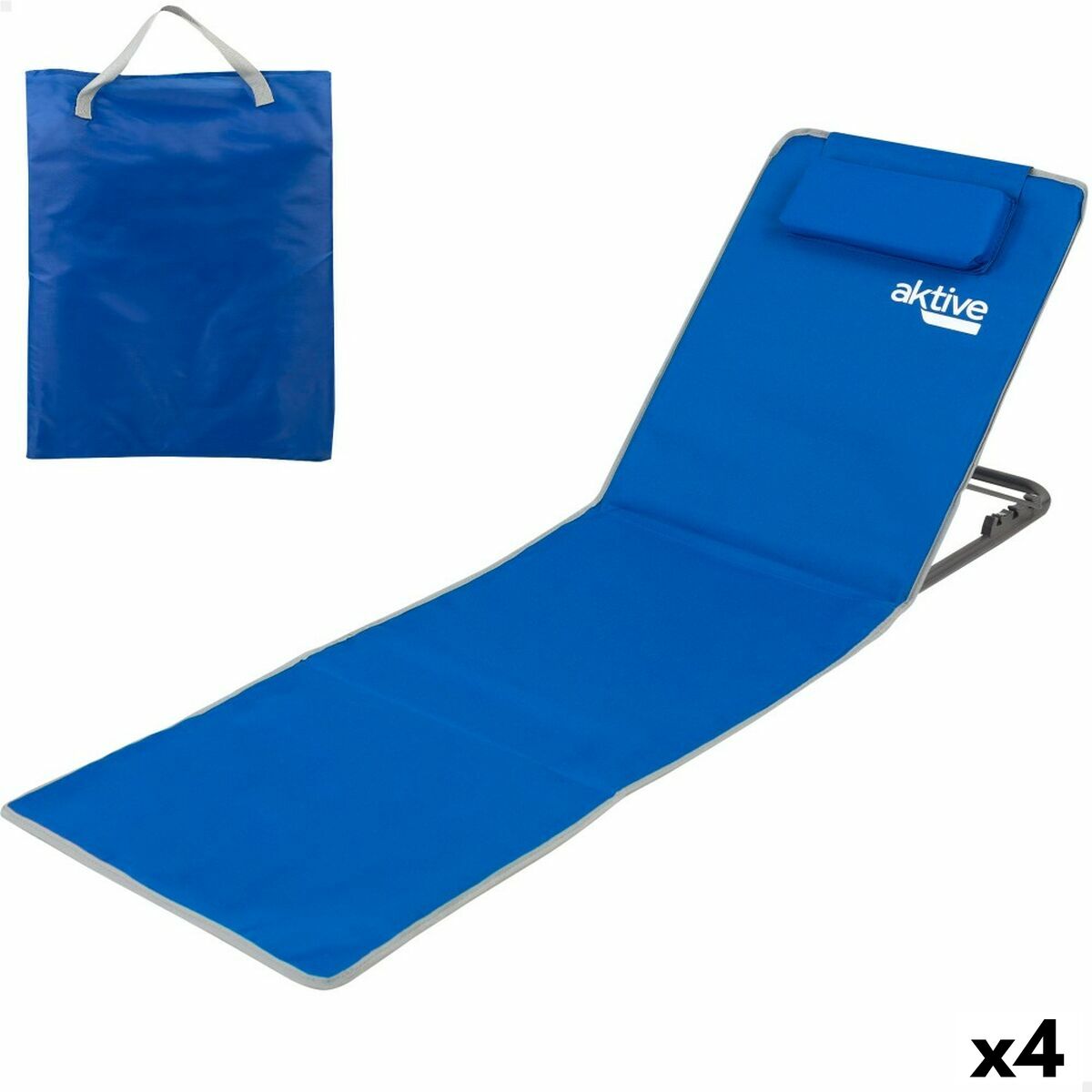 Mat Aktive Reclining 147 x 55 x 48 cm PVC 600D Blau Stahl Sponge (4 Stück) – Produktbild 1