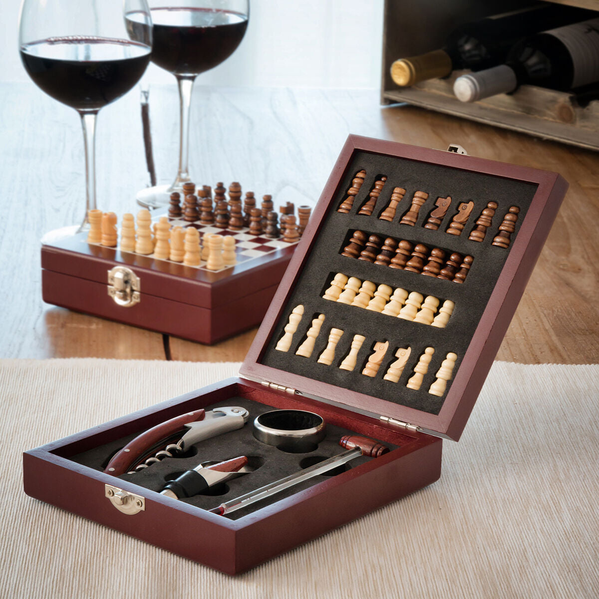 Chess Wine Set InnovaGoods 37 Teile – Produktbild 1