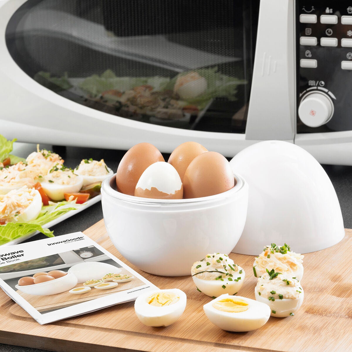 InnovaGoods Microwave Egg Boiler mit Recipe Booklet Boilegg