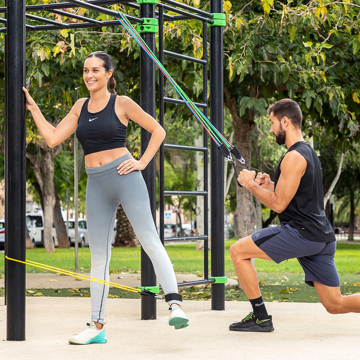 Set aus Widerstandsbänder mit Zubehör & Trainingsanleitung Rebainer InnovaGoods