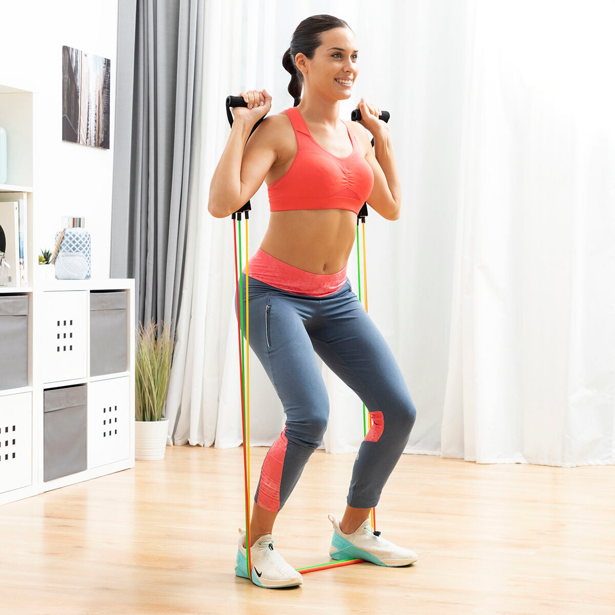 Set aus Widerstandsbänder mit Zubehör & Trainingsanleitung Rebainer InnovaGoods