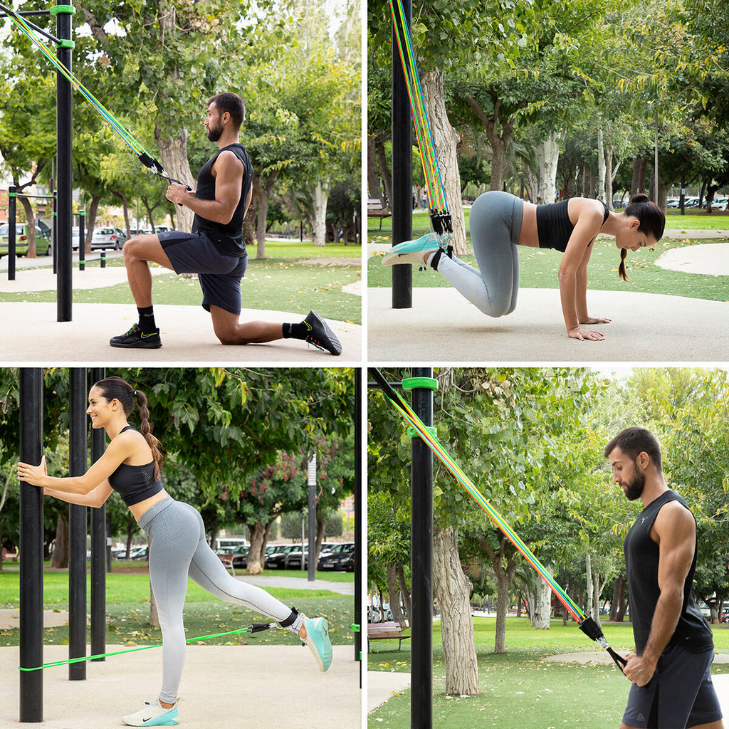 Set aus Widerstandsbänder mit Zubehör & Trainingsanleitung Rebainer InnovaGoods