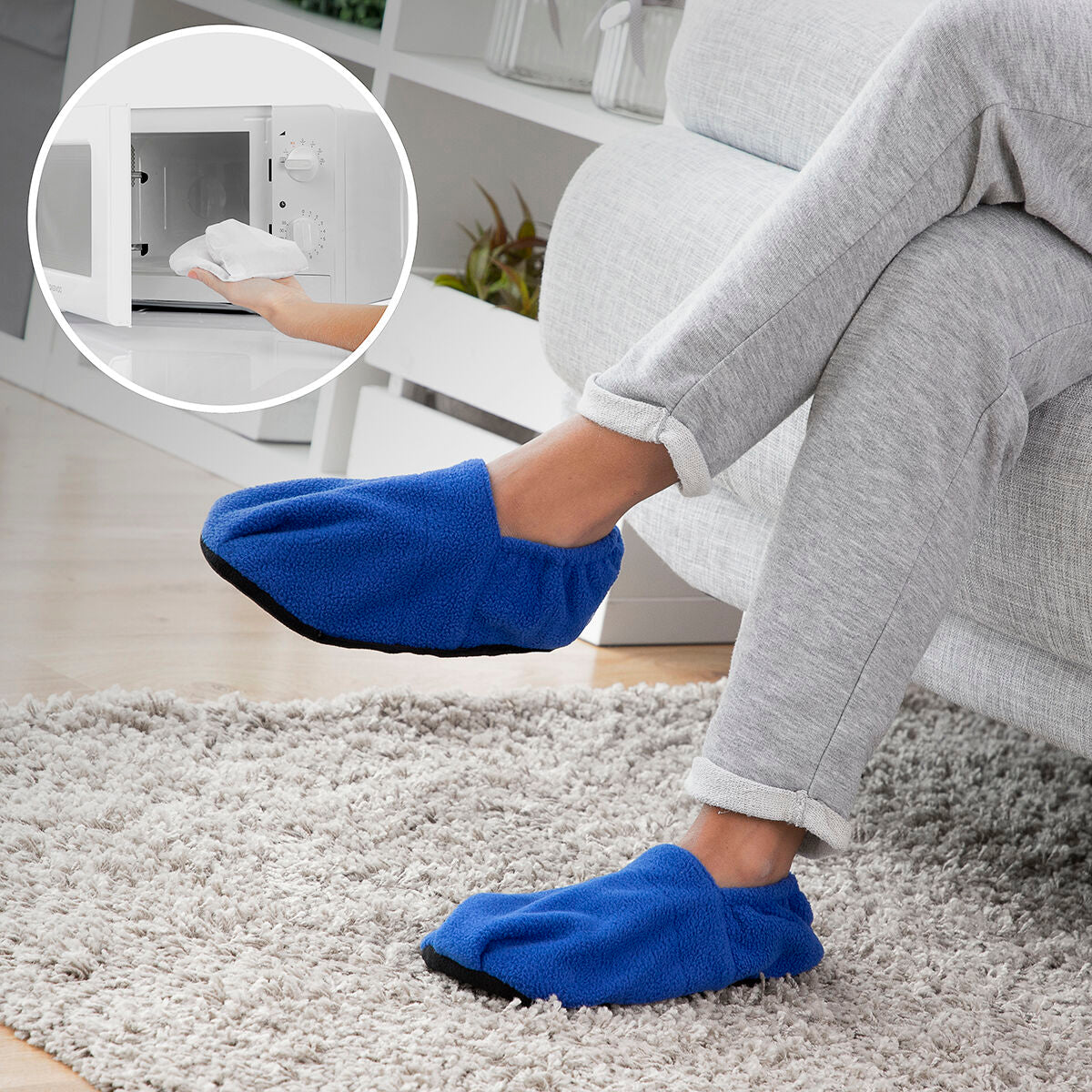 Microwavable Heated Slippers InnovaGoods Blau – Produktbild 1