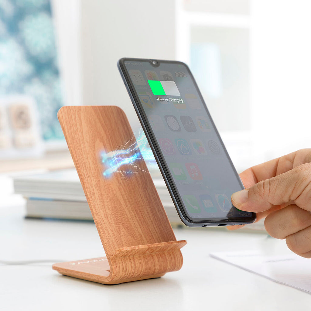 Holz Effect Kabellos Charger with Stand Qistan InnovaGoods – Produktbild 1