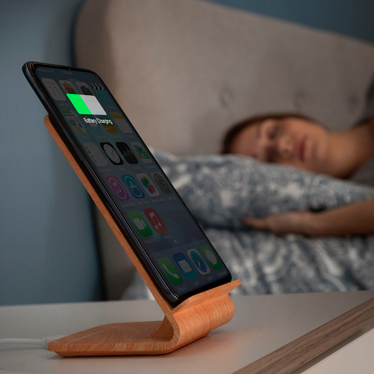 Holz Effect Kabellos Charger with Stand Qistan InnovaGoods – Produktbild 4