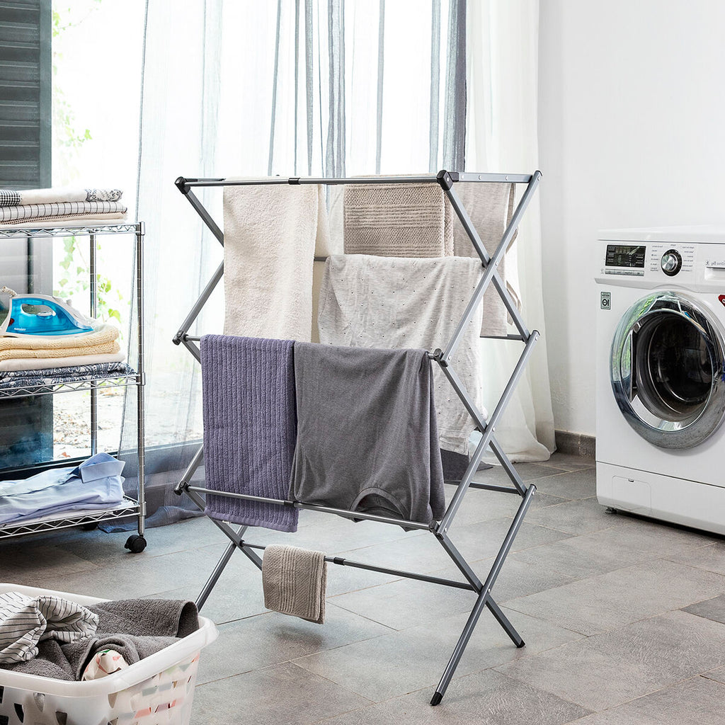 Klappbar und Extendable Metal Clothes Dryer mit 3 Levels Cloxy InnovaGoods 11 Bars