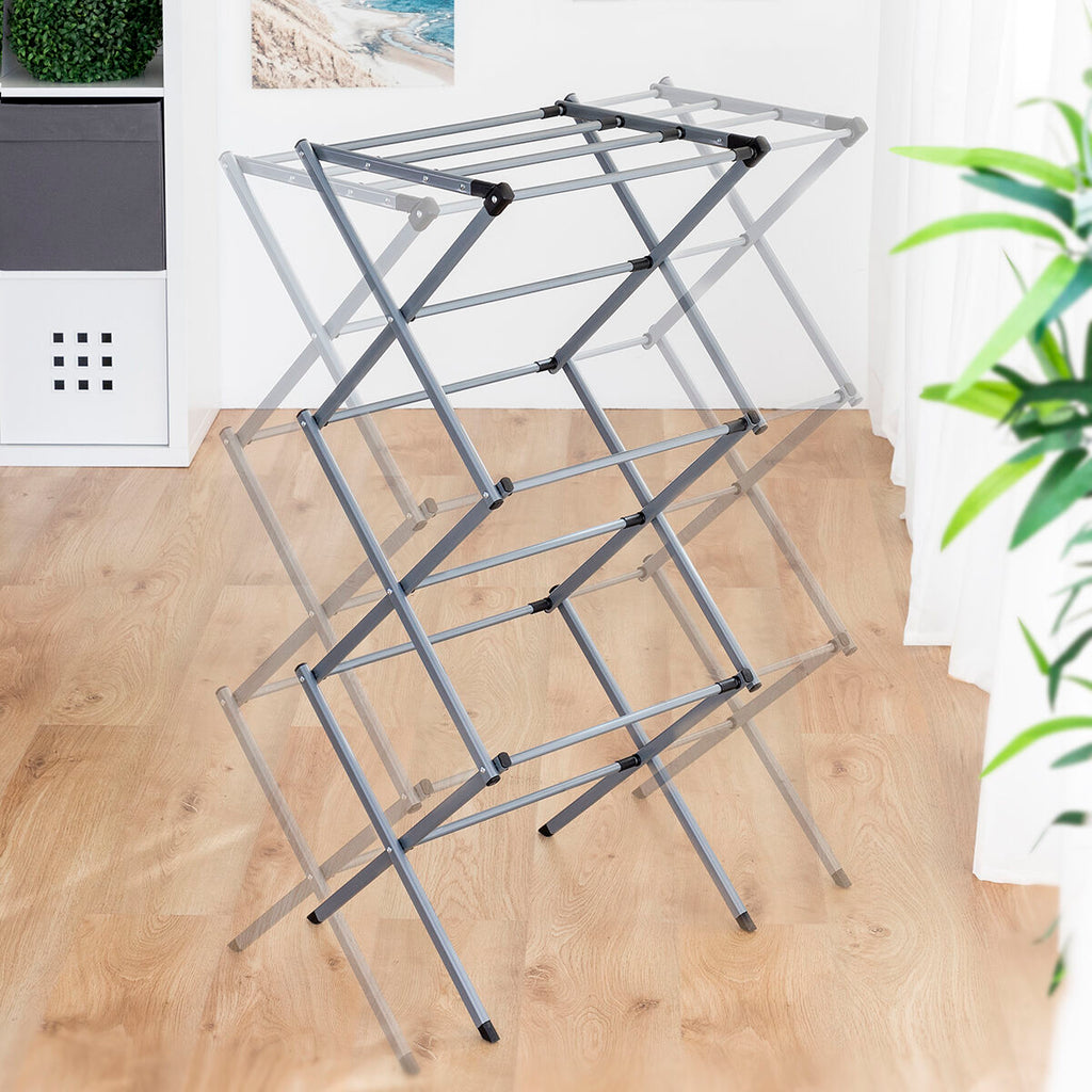 Klappbar und Extendable Metal Clothes Dryer mit 3 Levels Cloxy InnovaGoods 11 Bars
