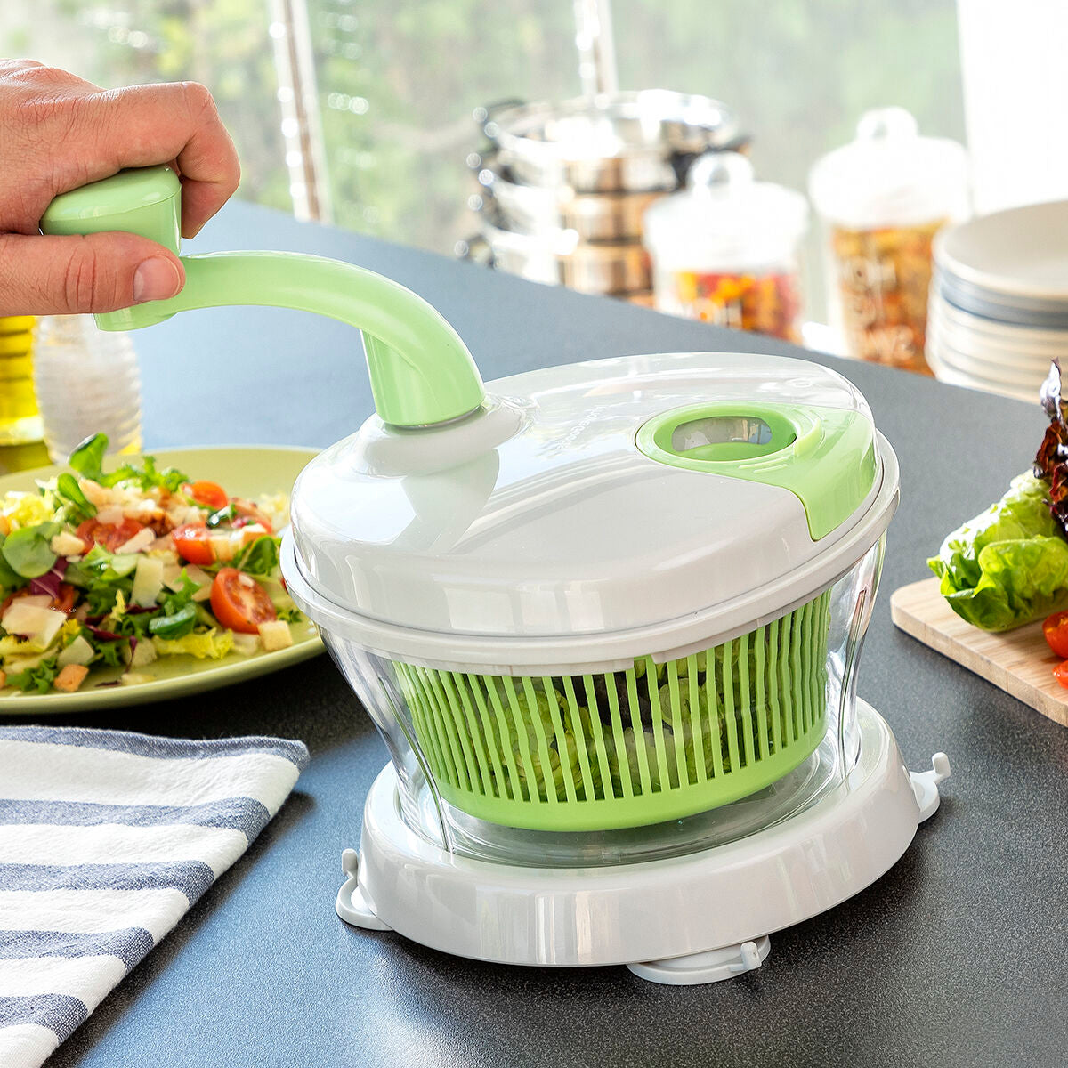 4-in-1 Manual Spinner, Chopper and Mixer with Accessories and Recipes Chopix InnovaGoods – Produktbild 3