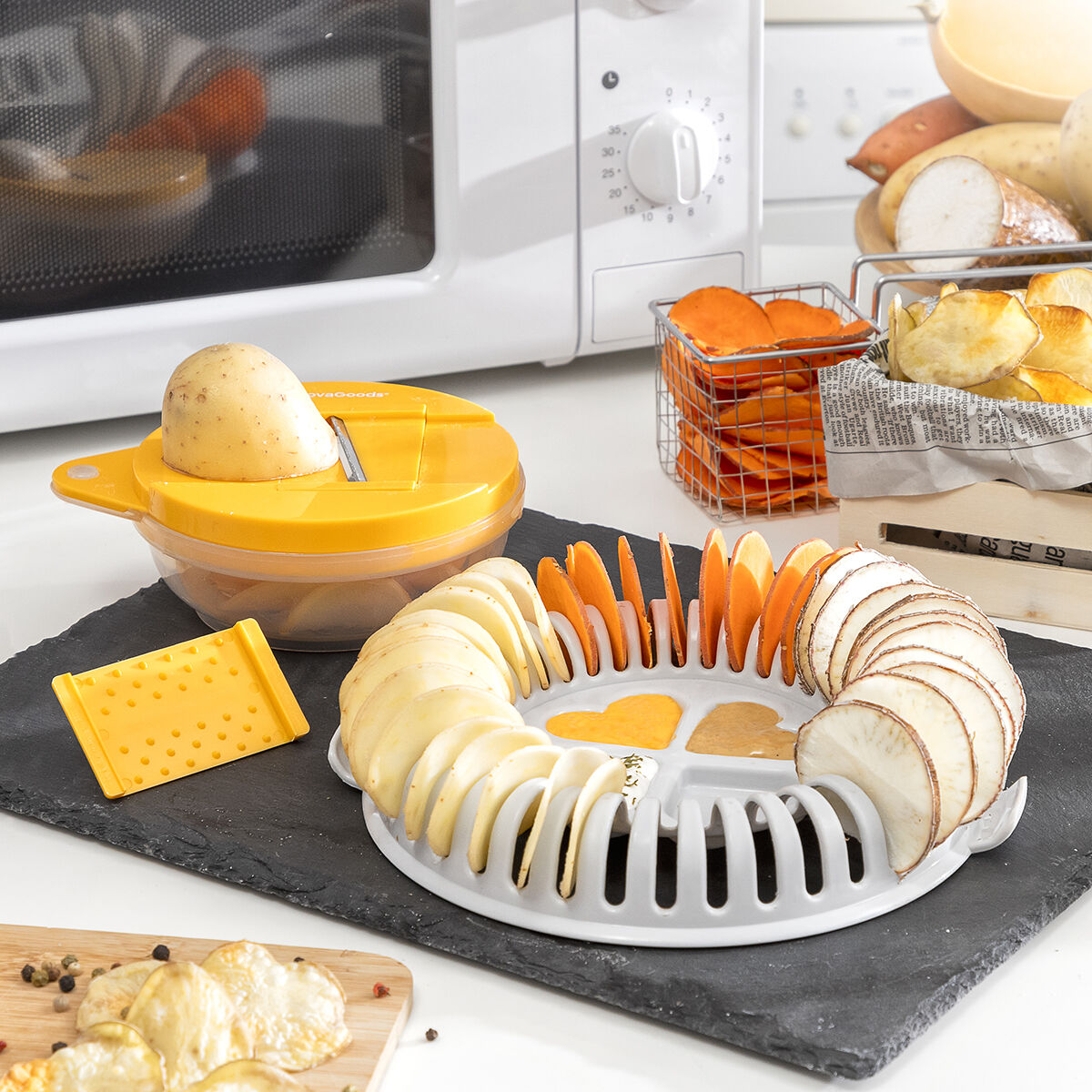Set for Making Crisps in the Microwave with Mandolin and Recipes Chipit InnovaGoods – Produktbild 1