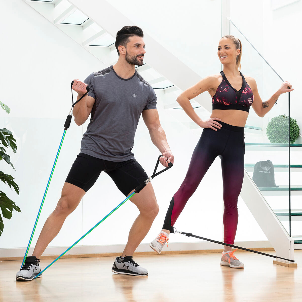 Set of Resistance Bands with Accessories and Exercise Guide Tribainer InnovaGoods 3 Stück – Produktbild 1