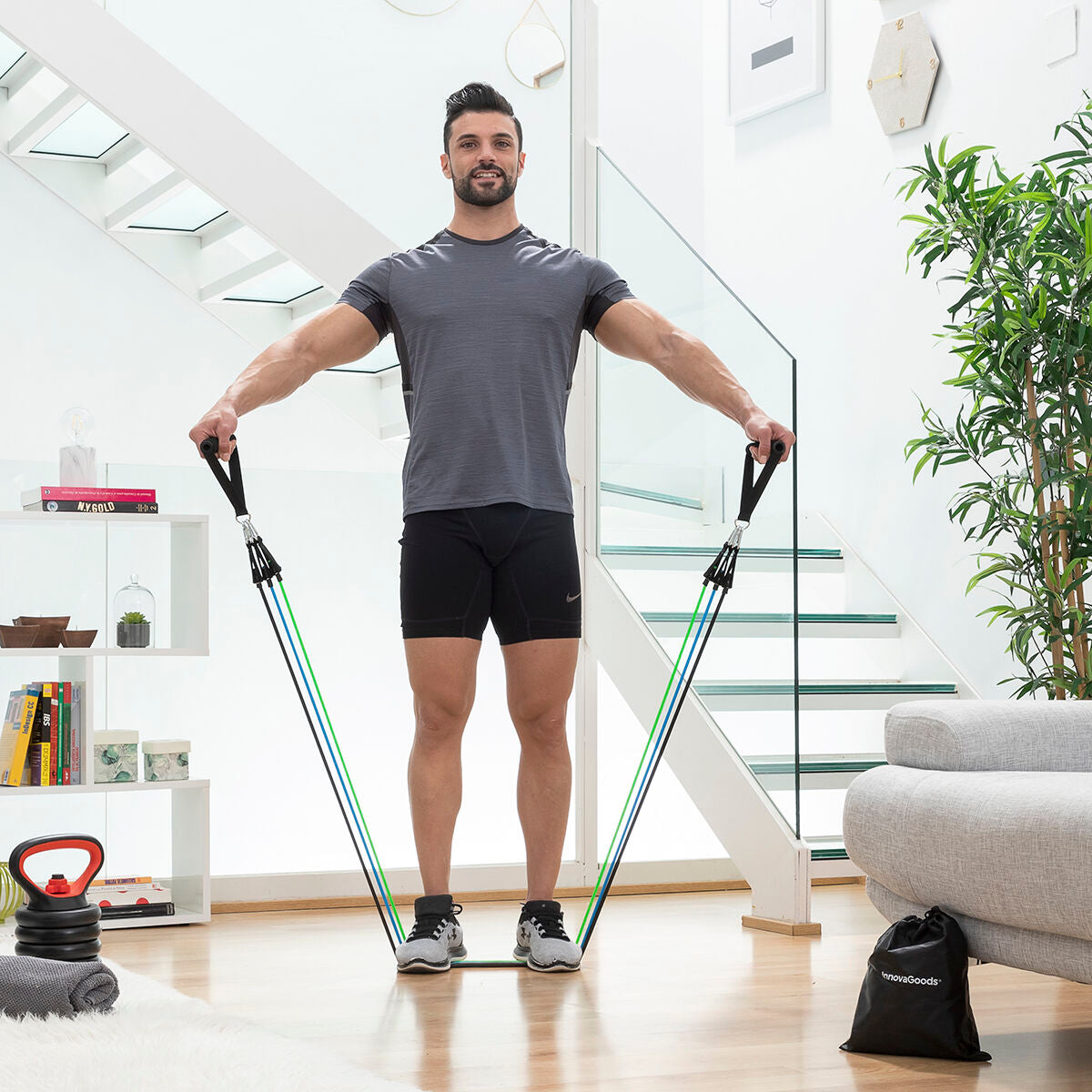 Set of Resistance Bands mit Accessories und Exercise Guide Tribainer InnovaGoods 3 Einheiten