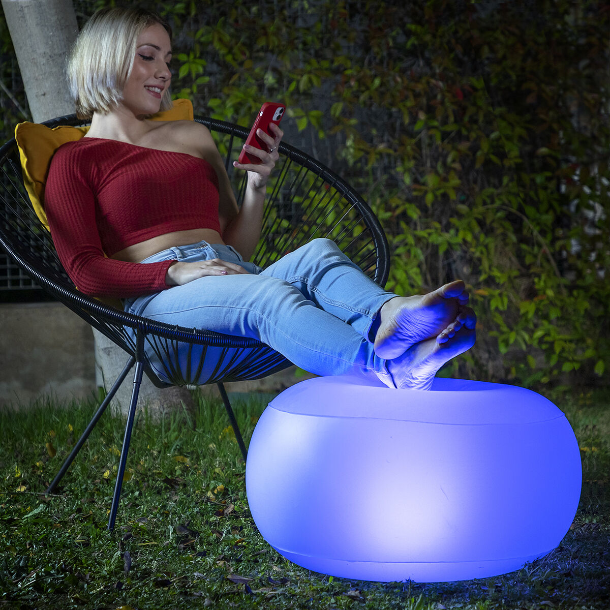 Inflatable Seat with Mehrfarbig LED and Remote Control Pulight InnovaGoods – Produktbild 1