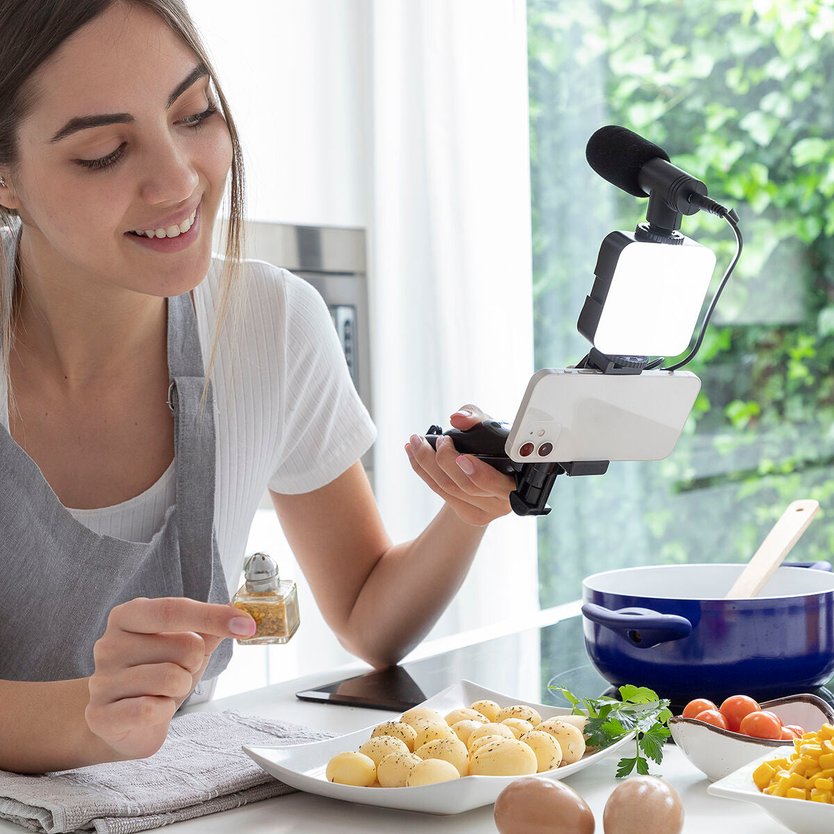 Vlogging Kit mit Leicht, Mikrofon & Fern Steuerung Plodni InnovaGoods