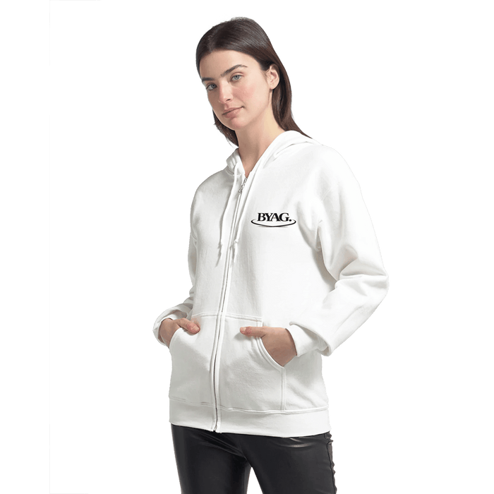 BYAG. Organic Zip Hoodie – White