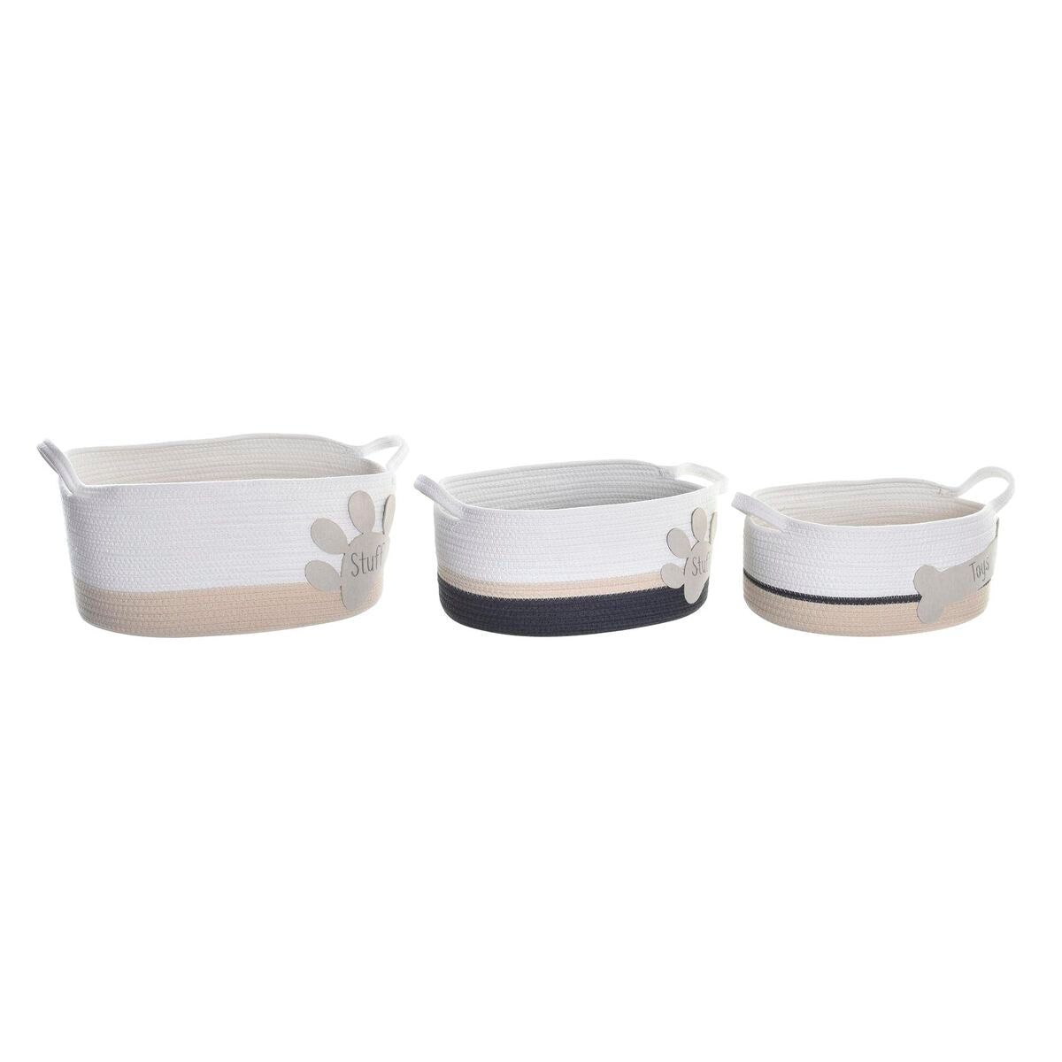 DKD Home Decor Korb-Set Weiß Grau Creme - BYAG.Wohnen & Küche > Aufbewahrung & OrdnungDKD Home DecorBYAG.S30289248424001944446DKD Home Decor Korb-Set Weiß Grau Creme