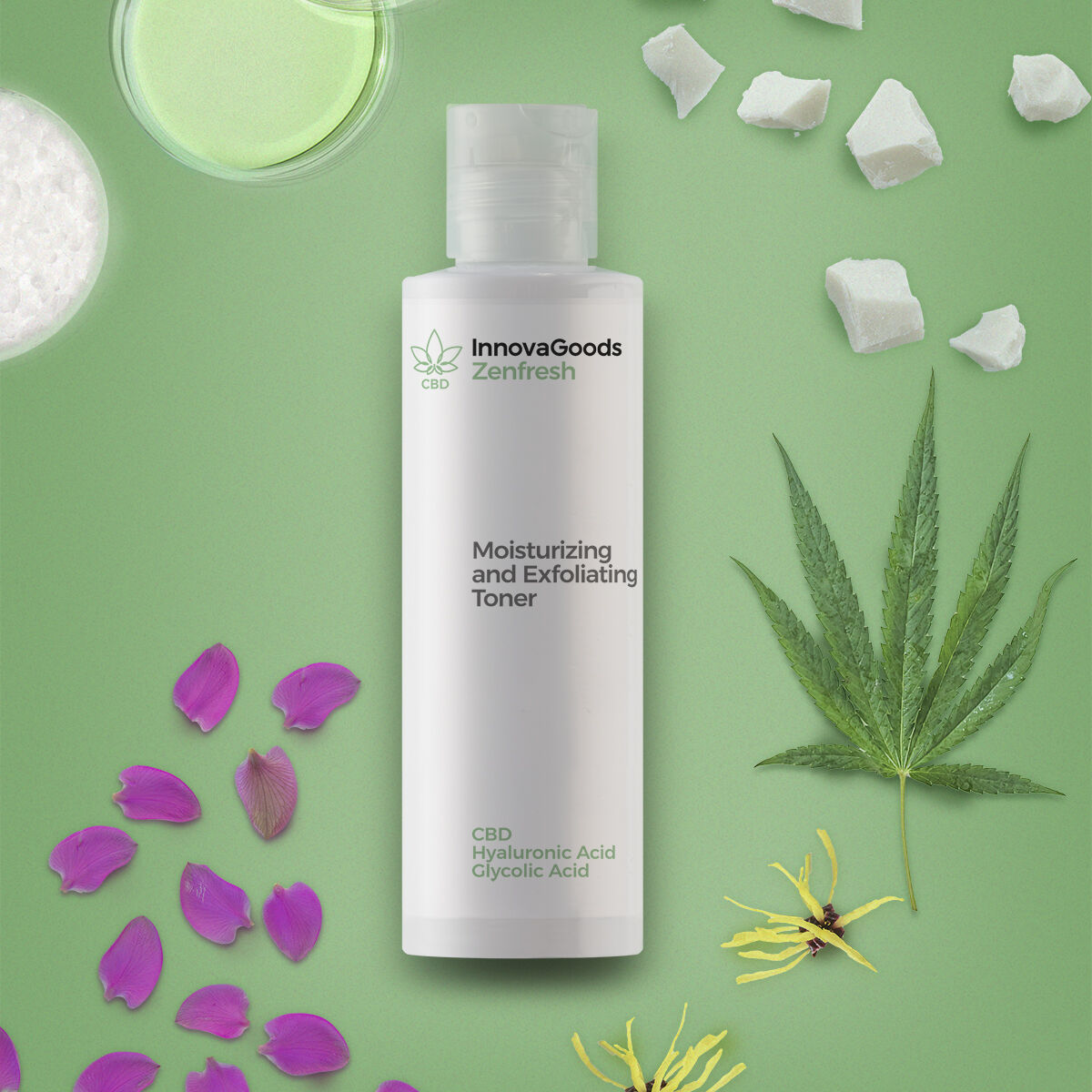 InnovaGoods Feuchtigkeitsspendender Peeling-Gesichtstoner CBD Zenfresh 150 ml