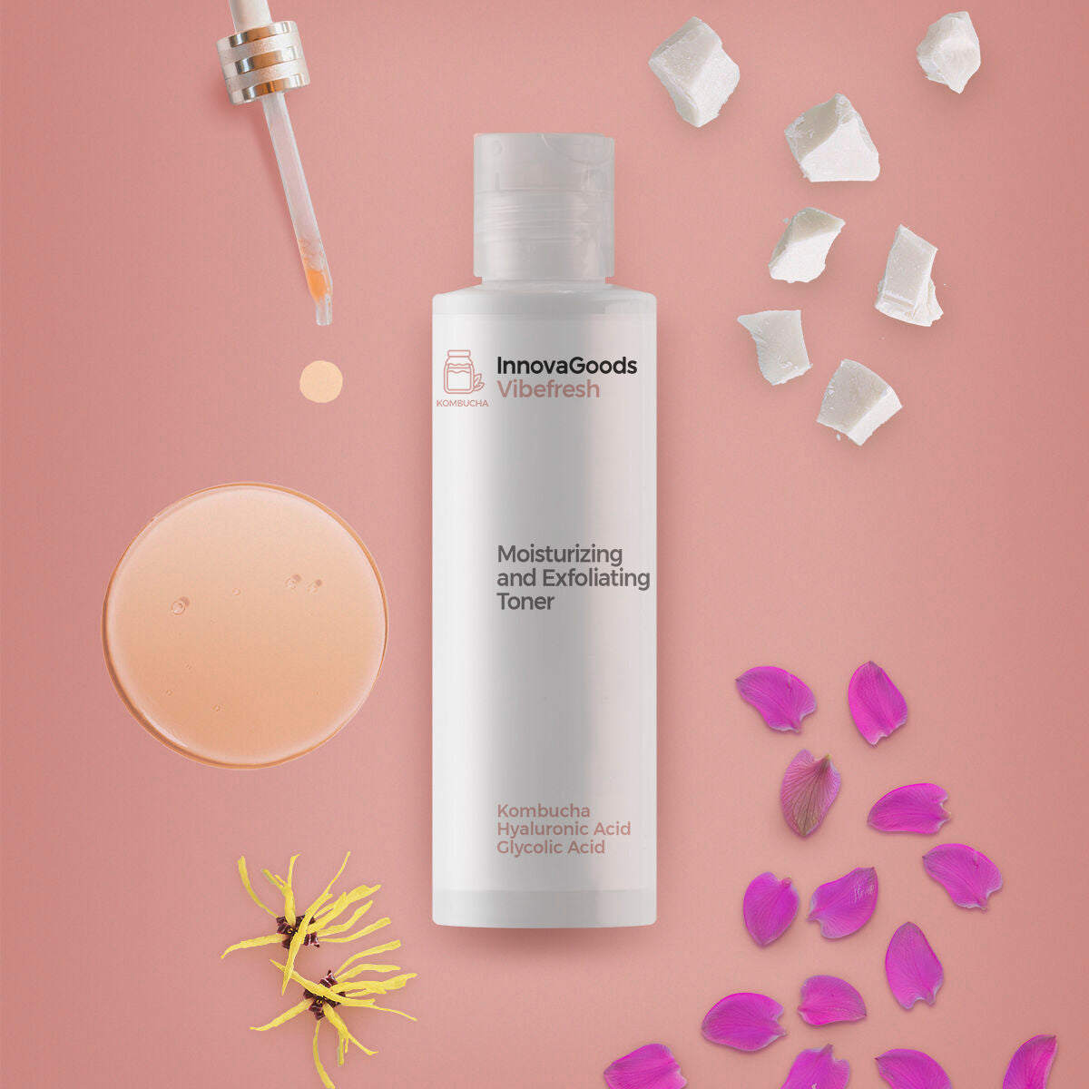 InnovaGoods Feuchtigkeitsspendender Peeling-Gesichtstoner Kombucha Vibefresh 150 ml