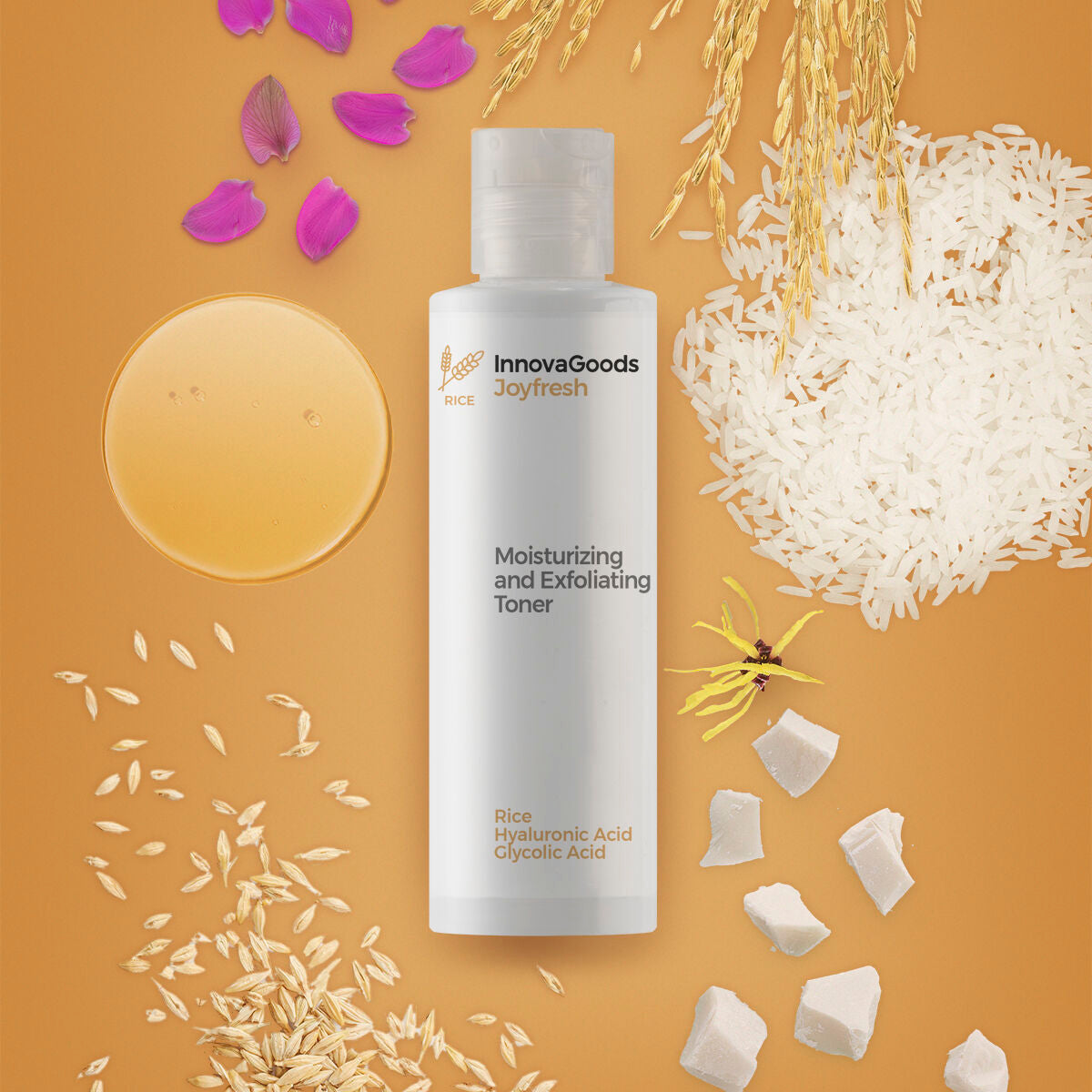 InnovaGoods Feuchtigkeitsspendender Peeling-Gesichtstoner Reis Joyfresh 150 ml
