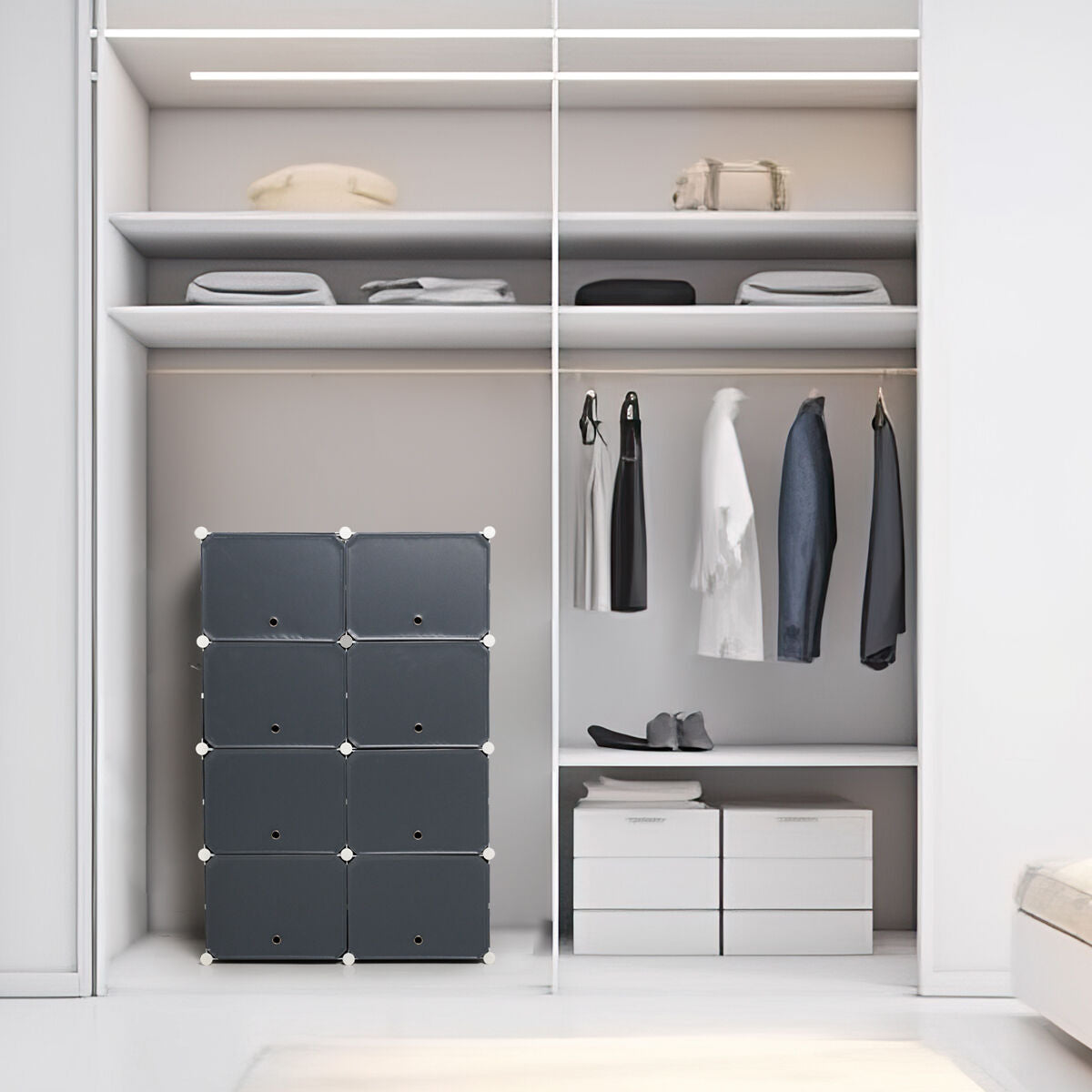 InnovaGoods Mobiler modularer Schuhschrank Grau