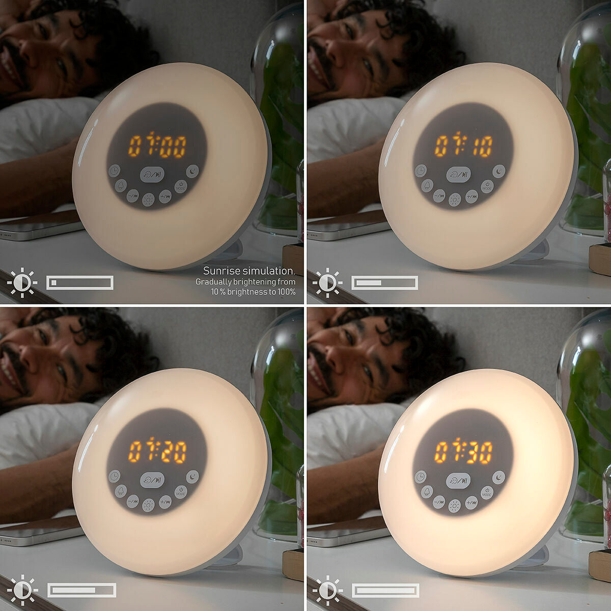 InnovaGoods Wiederaufladbar Lichtwecker mit Lautsprecher Sunrilk