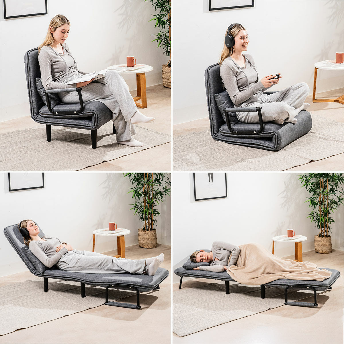 InnovaGoods 4-in-1 Umwandelbares Einzelschlafsofa Softfa