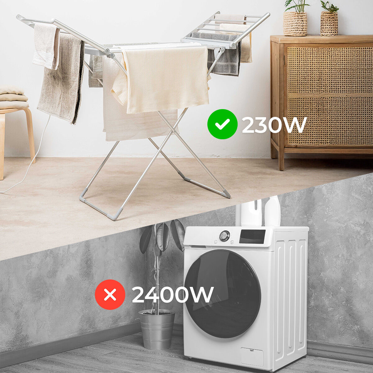 Foldable Elektrisch Clothes Trockner mit Wings, Touch Bildschirm, Timer, & Temperature Steuerung