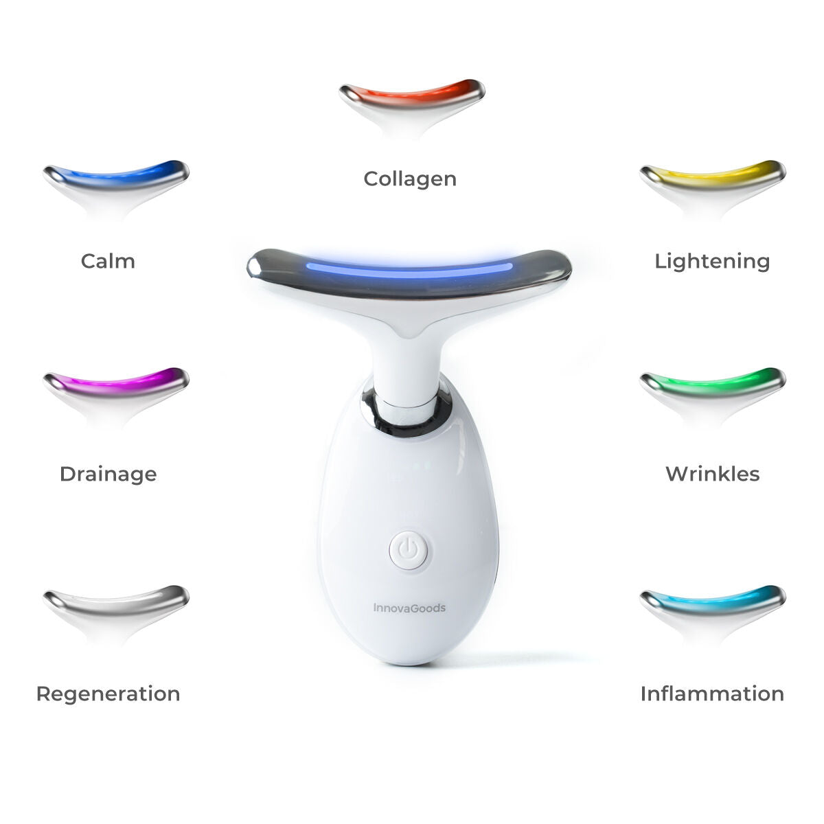 Elektrisches Gesichtsmassagegerät für Gesicht und Nacken mit LED, EMS und Wärme Selora InnovaGoods