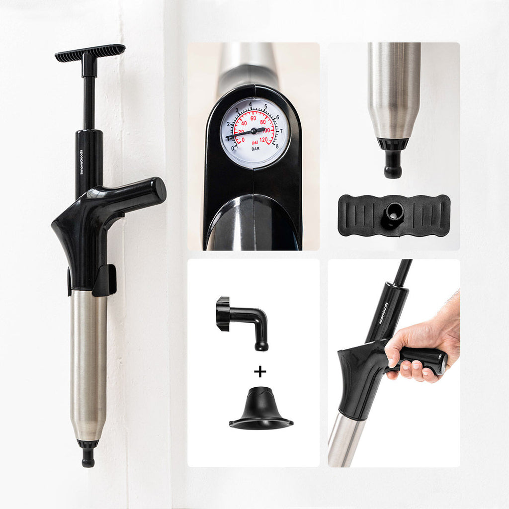 High-Pressure Compressed Air Plunger mit Zubehör & 5-in-1 Pressure Gauge Jetpro InnovaGoods