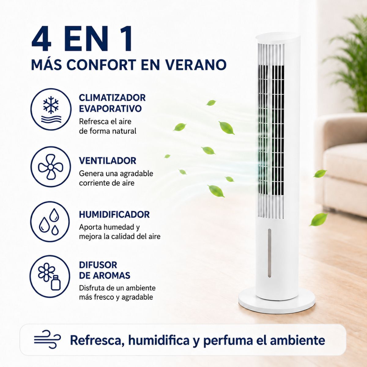 Tragbar Multifunction Tower Evaporative Cooler with Remote Control Hushly InnovaGoods – Produktbild 3