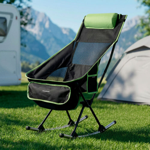 2-in-1 Klappbar Camping Rocking Chair with Pocket, Cushion and Carry Bag Trillow InnovaGoods – Produktbild 1
