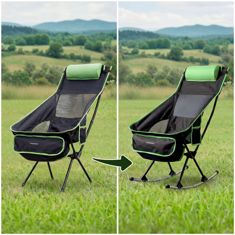 2-in-1 Klappbar Camping Rocking Chair with Pocket, Cushion and Carry Bag Trillow InnovaGoods – Produktbild 2